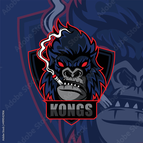 Gorilla head mascot logo design for esport