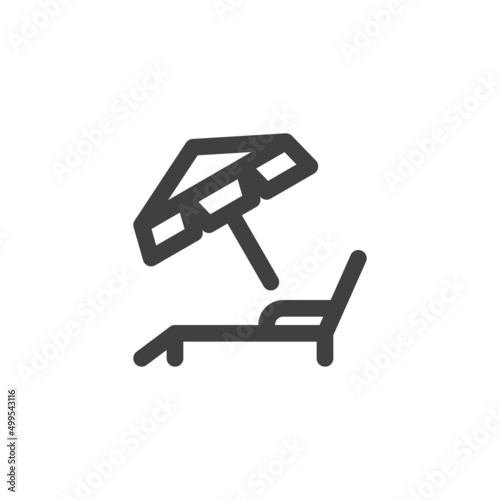 Deckchair and umbrella line icon