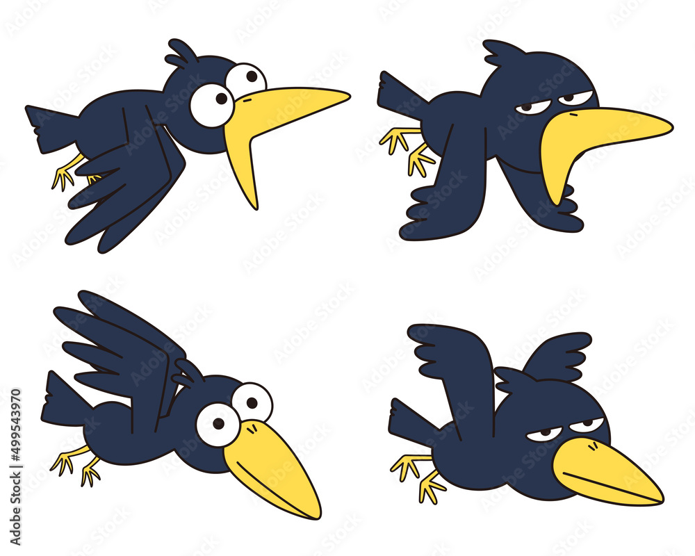 カラスのキャラクターのイラストセット Stock Vector Adobe Stock カラスのキャラクターのイラストセット Stock Vector Adobe Stock