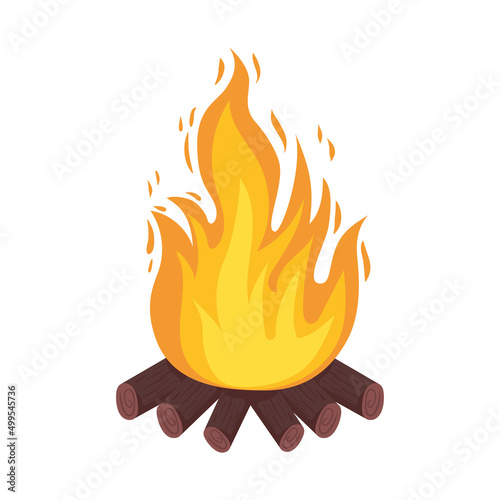 wooden campfire flame
