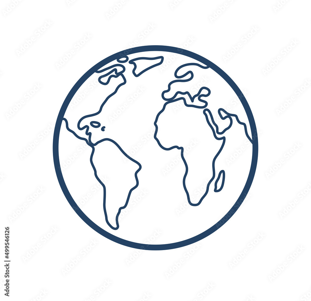 Earth planet vector linear icon, geography and gps line art symbol.