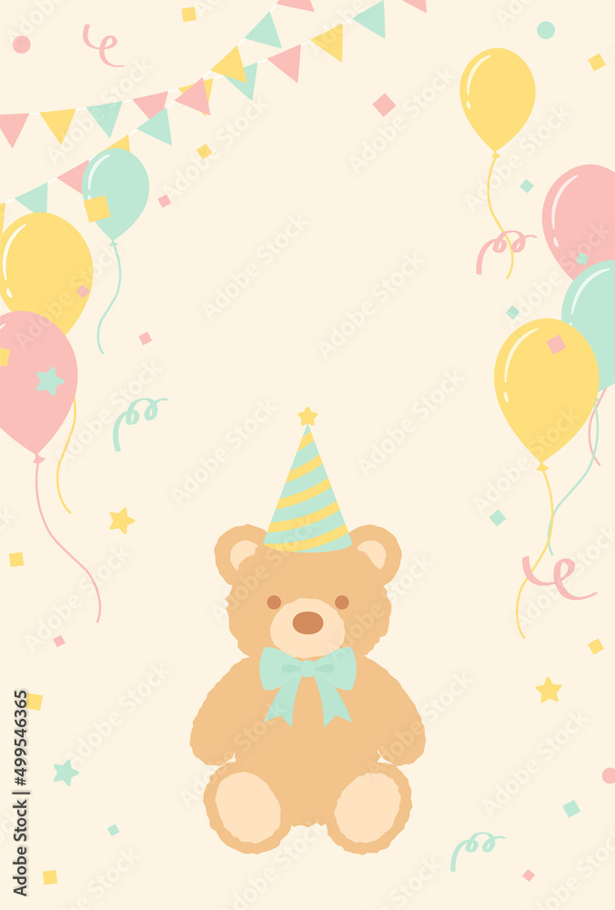 Fototapeta premium vector background with teddy bear and party icons for banners, cards, flyers, social media wallpapers, etc.