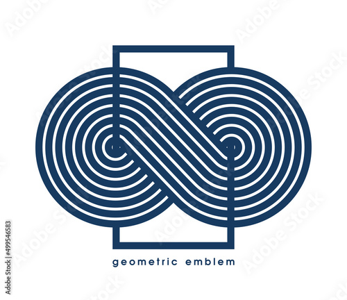 Abstract geometric infinity shaped vector logo isolated on white, infinite linear graphic design modern style symbol, eternity line art geometrical shape emblem or icon.