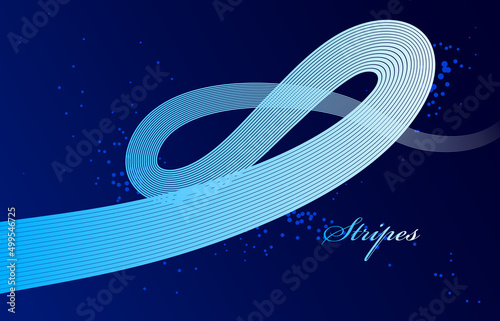 Elegant blue lines vector dimensional abstract background, 3D dynamic curve stripes in motion beautiful design element, template for banner or poster and other ads.