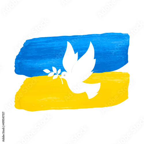 Ukraine national flag brush style with pigeon on a white background vector illustration