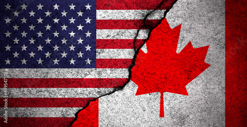 USA and Canada flags background. Friendship, political and economical cooperation concept photo