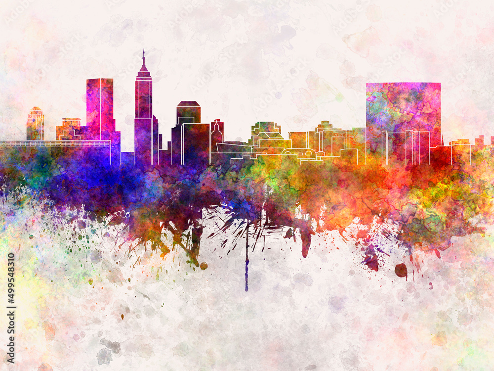 Indianapolis skyline in watercolor background