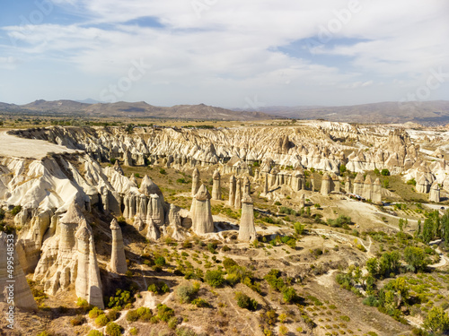 Awesome aerial view of Love Valley in Cappadocia, Turkey