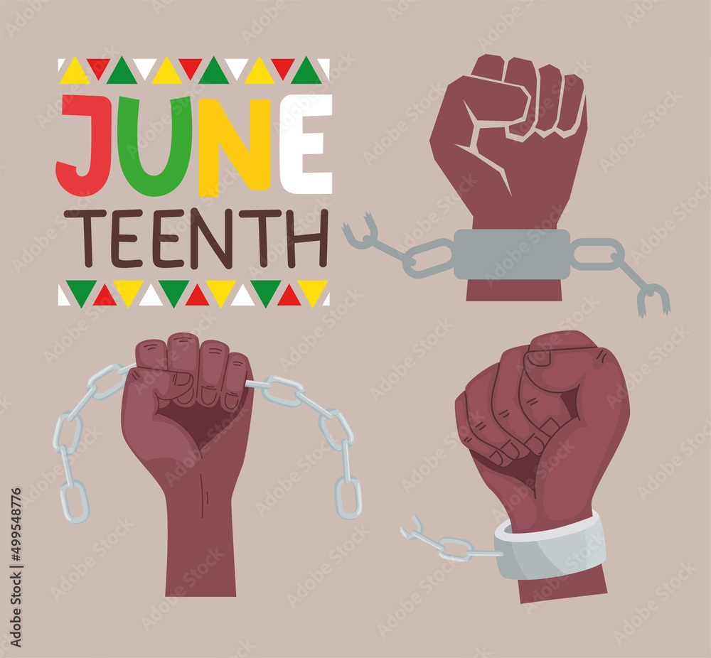 Obraz premium Juneteenth lettering with hands