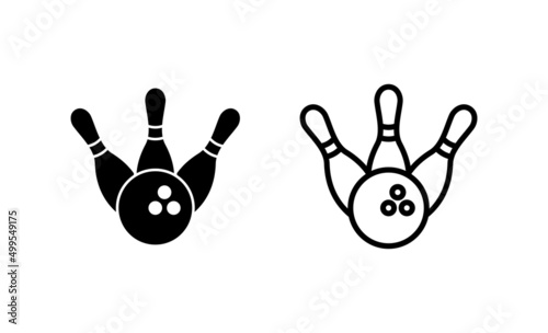 Bowling icon vector. bowling ball and pin sign and symbol.