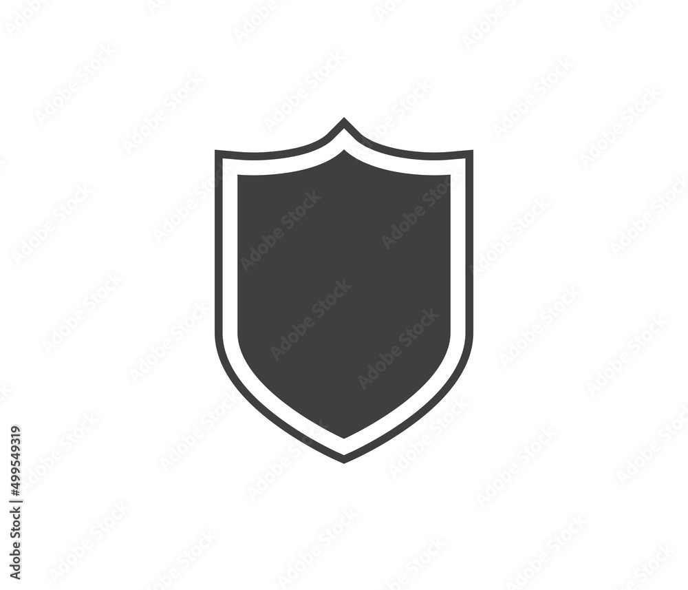 Shield black and white logo. Guarantee, insignia and guard symbol. Security vector icon Shield black and white logo. Guarantee, insignia and guard symbol. Security vector icon