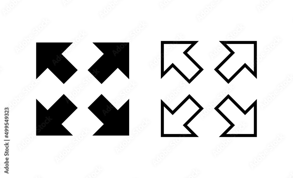 Fullscreen Icon vector. Expand to full screen sign and symbol. Arrows symbol Fullscreen Icon vector. Expand to full screen sign and symbol. Arrows symbol
