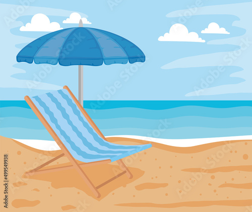 beach chair and umbrella