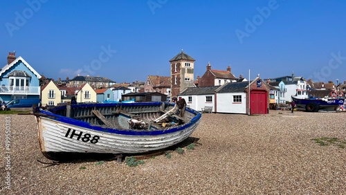 boats on the Aldeburgh beach Suffolk England 