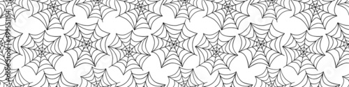Spider web seamless pattern. Vector illustration isolated on white background. Halloween texture