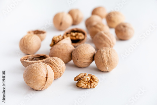 organic walnuts on the white background