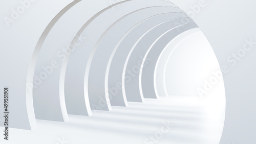 Abstract background White Podium for product display presentation  white window and White room with curved walls  minimal on a white wall  3d rendering.