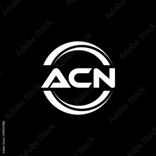 ACN letter logo design with black background in illustrator, vector logo modern alphabet font overlap style. calligraphy designs for logo, Poster, Invitation, etc.