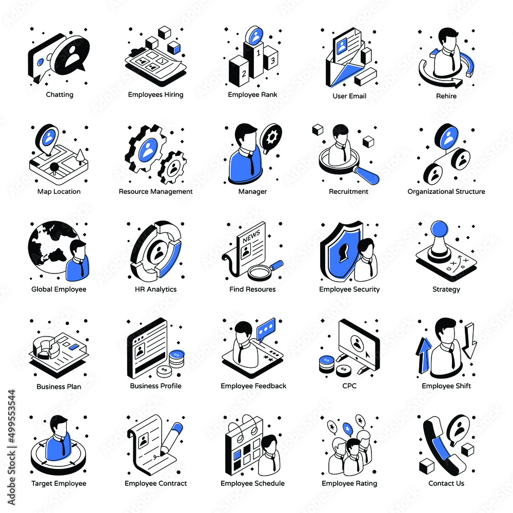 Fototapeta premium Pack of Human Resources Isometric Icons