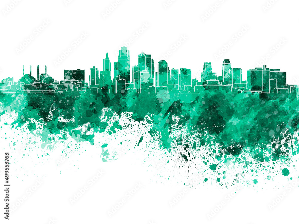 Obraz premium Kansas City skyline in watercolor on white background