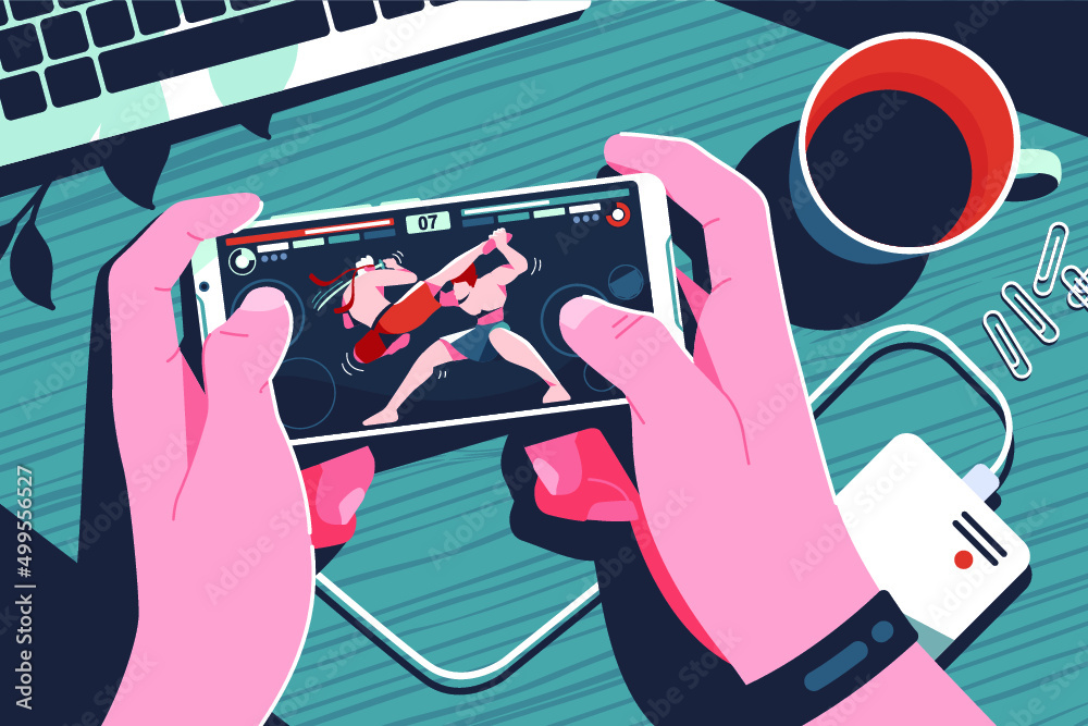 a person playing a game on a smartphone