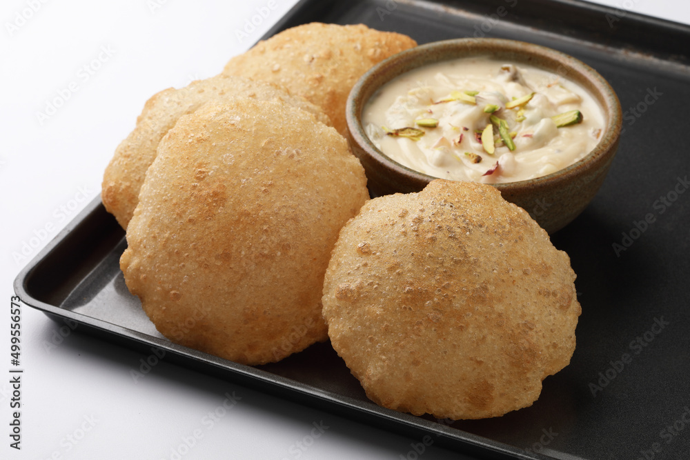 Shrikhand & Puri, Shrikhand is an Indian sweet dish made of strained