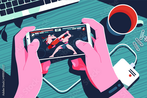 a person playing a game on a smartphone