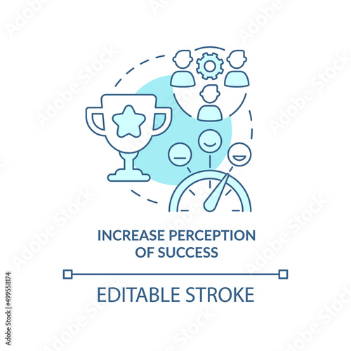 Increase perception of success turquoise concept icon. Stakeholder management abstract idea thin line illustration. Isolated outline drawing. Editable stroke. Arial, Myriad Pro-Bold fonts used