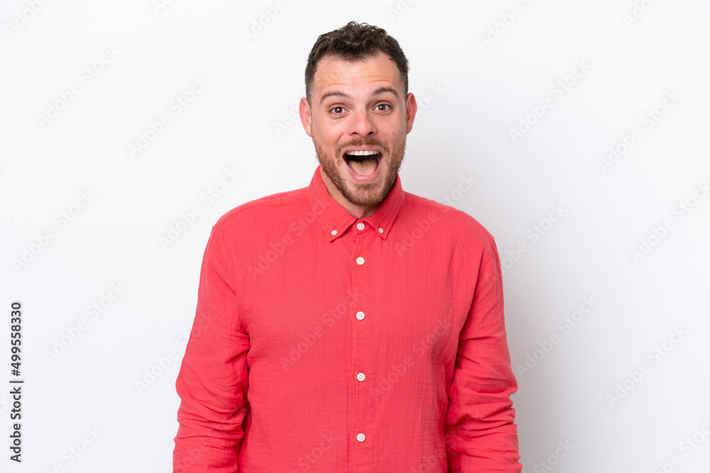 Young Brazilian man isolated on white background with surprise facial expression Young Brazilian man isolated on white background with surprise facial expression