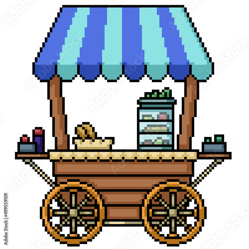 pixel art small cart shop
