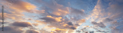 Sunset sky. Bright sky clouds background