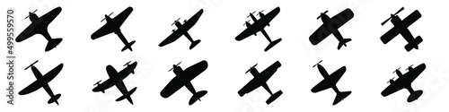Vintage airplane icon vector set. maize illustration sign collection. air force symbol.