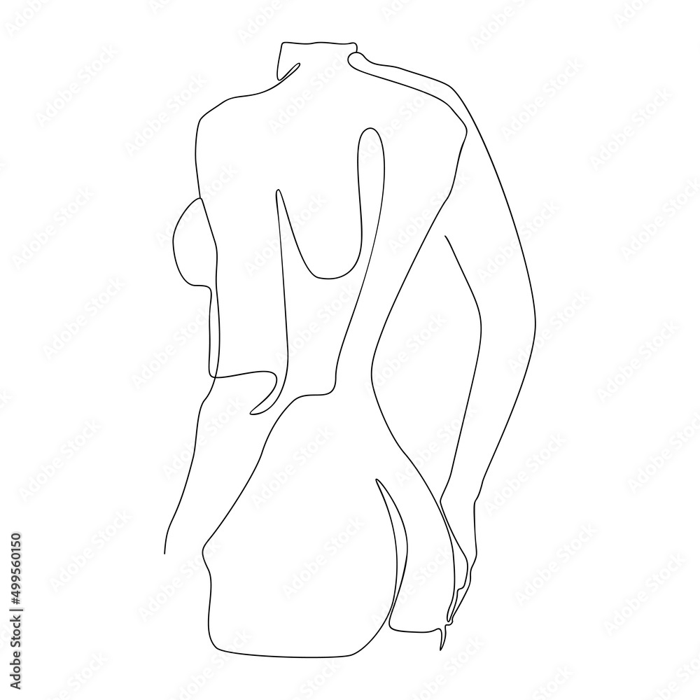 Female Back one line drawing, continuous line modern illustration of woman silhouette, naked woman Female Back one line drawing, continuous line modern illustration of woman silhouette, naked woman
