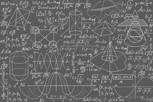 Scientific vector seamless pattern with math equations, calculations and formulas. You can use any color of background