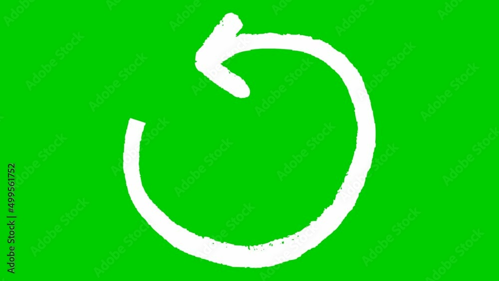 Animated icon of circle arrow. White symbol. Looped video. Hand drawn vector illustration isolated on green background. Animated icon of circle arrow. White symbol. Looped video. Hand drawn vector illustration isolated on green background.