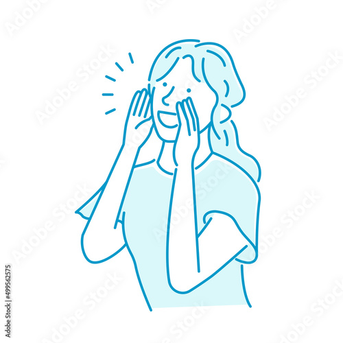 Vector illustration of a young woman who shouts