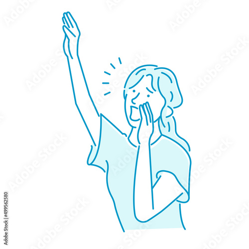 Vector illustration of a young woman who shouts