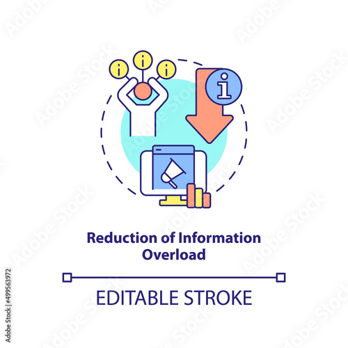 Reduction of information overload concept icon. Role of information industry abstract idea thin line illustration. Isolated outline drawing. Editable stroke. Arial, Myriad Pro-Bold fonts used