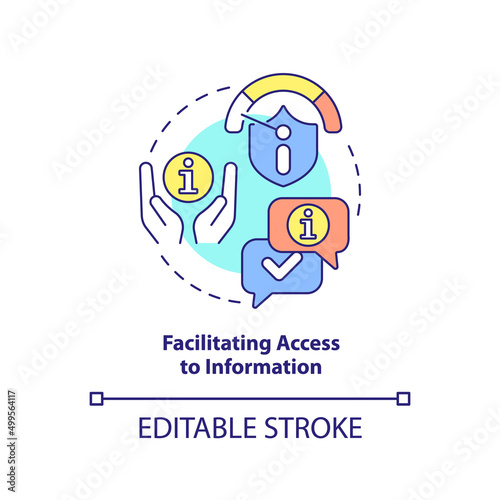 Facilitating access to information concept icon. Responsibility of information sector abstract idea thin line illustration. Isolated outline drawing. Editable stroke. Arial, Myriad Pro-Bold fonts used