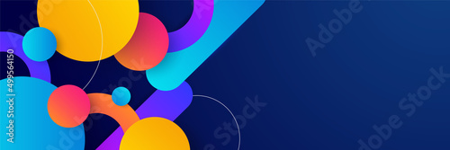 Abstract circle colorful banner background. Color gradient abstract background with dynamic wave line effect. Vector abstract graphic design banner pattern background web template.