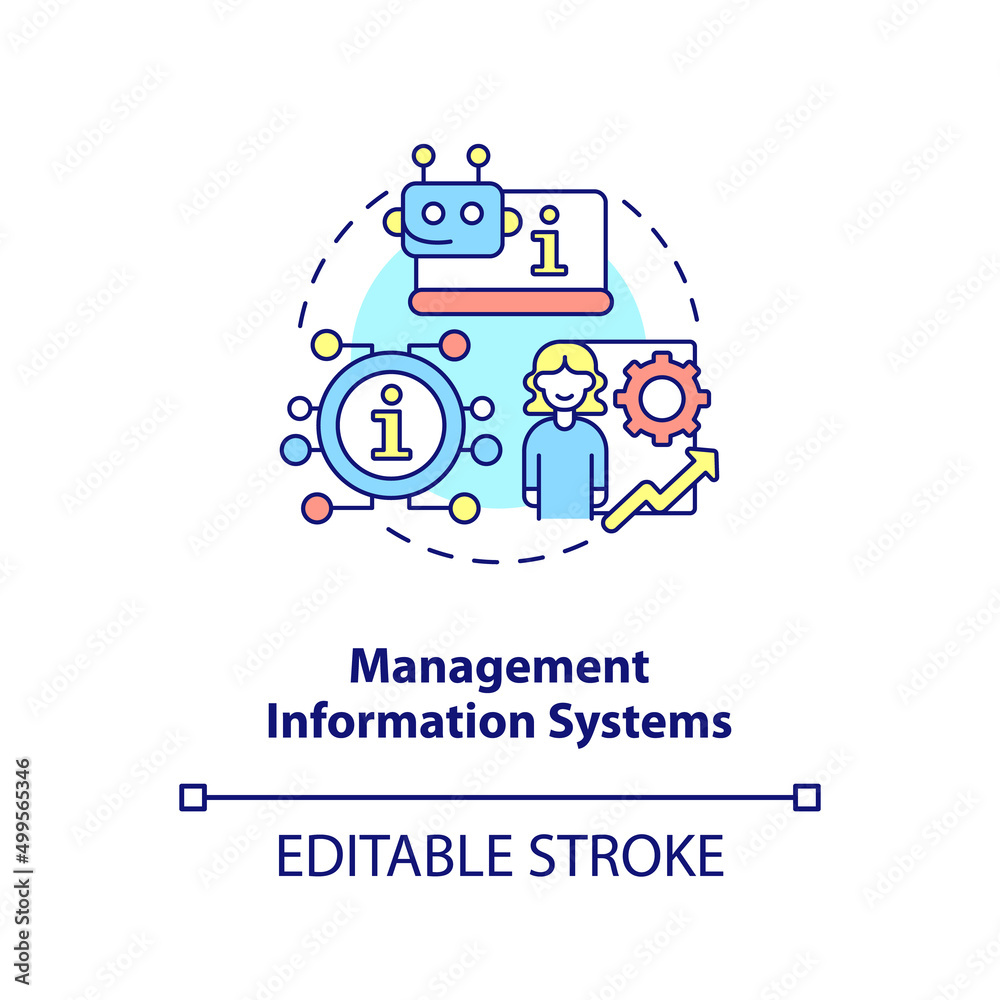 Management information systems concept icon. Business performance improvement abstract idea thin line illustration. Isolated outline drawing. Editable stroke. Arial, Myriad Pro-Bold fonts used