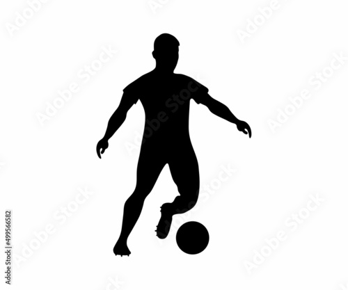 silhouette of a running football player with a ball 