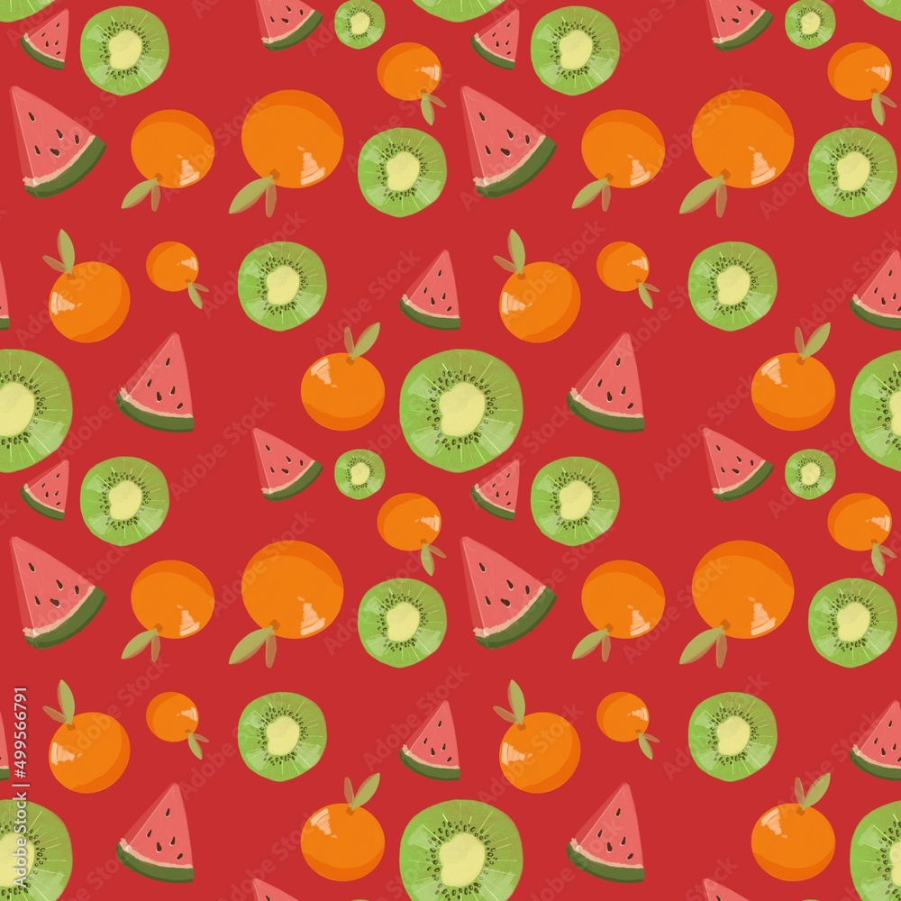 seamless pattern with fruits