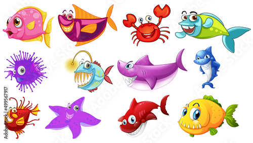 Sea animals cartoon collection