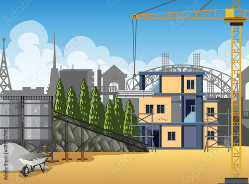 Scene of building construction site
