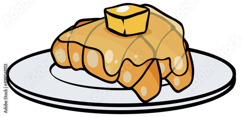 Croissant with butter and honey
