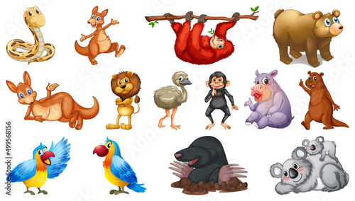 Wild animals with happy smile
