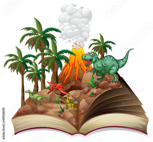 Book of dinosaur in the forest
