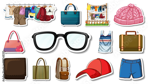 Sticker set of clothes and accessories