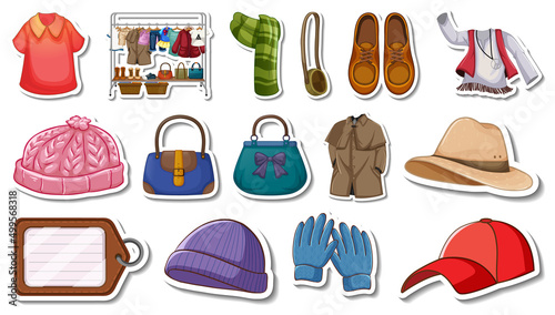 Sticker set of clothes and accessories